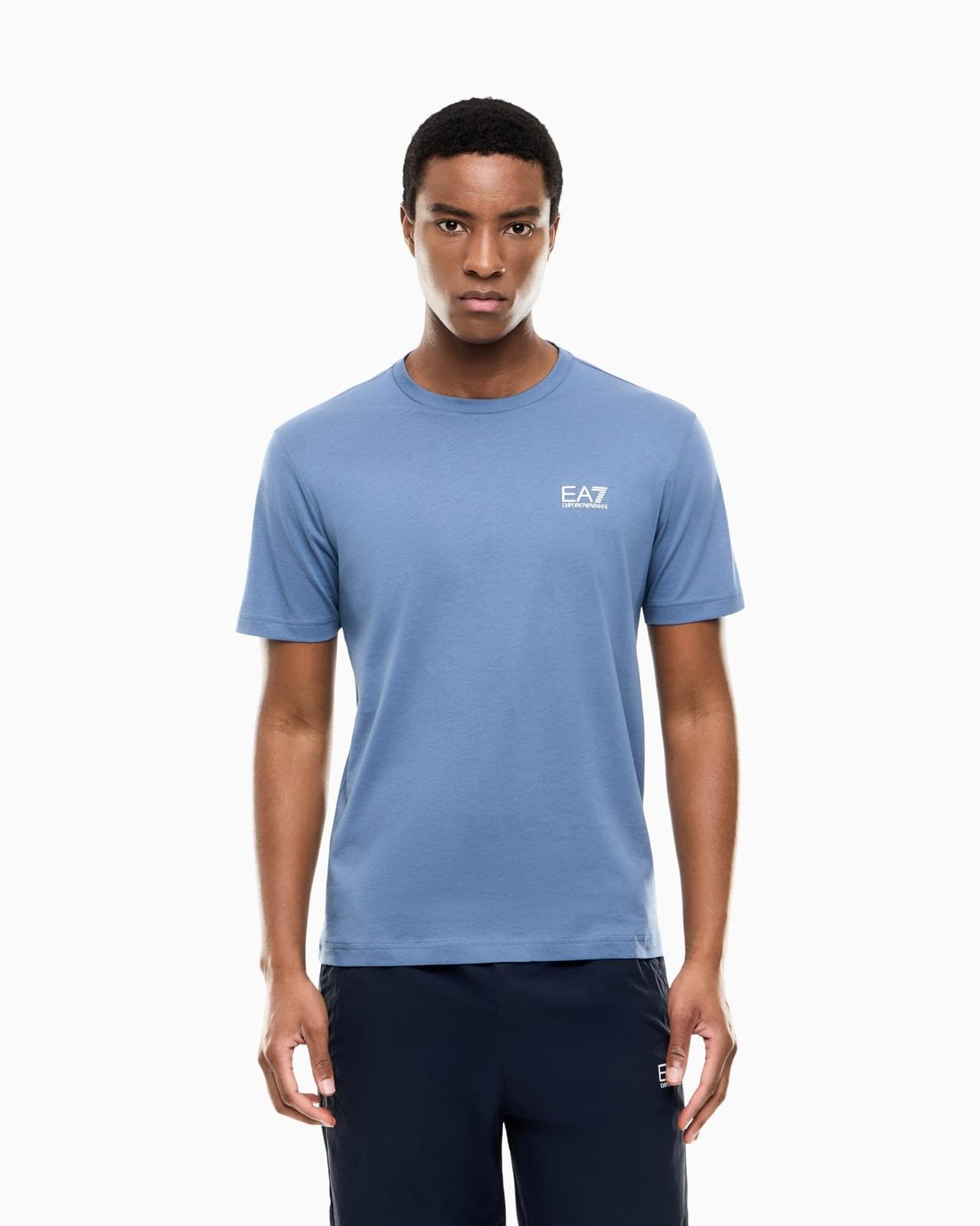 T-SHIRT EA7 BLU E HAPUR ME DETAJE MINIMALISTE